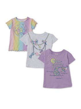 365 Kids from Garanimals Girls' 4-10 Beach Graphic T-Shirts, 3-Pack
