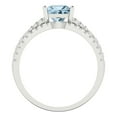 thumbnail image 4 of 3.36 ct Brilliant Princess Cut Natural Sky Blue Topaz 18K White Gold Solitaire with Accents Engagement Bridal Wedding Ring Band Set size 6.5, 4 of 7