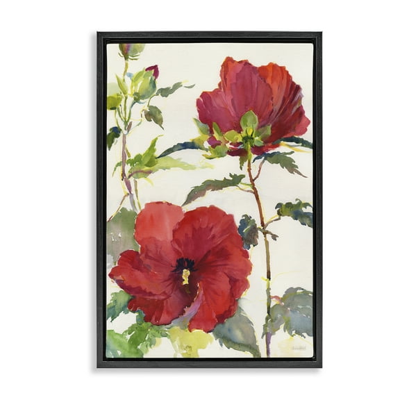 Stupell Industries Red Poppy Duo Botanical & Floral Painting Black Floater Framed Art Print Wall Art, 17 x 25