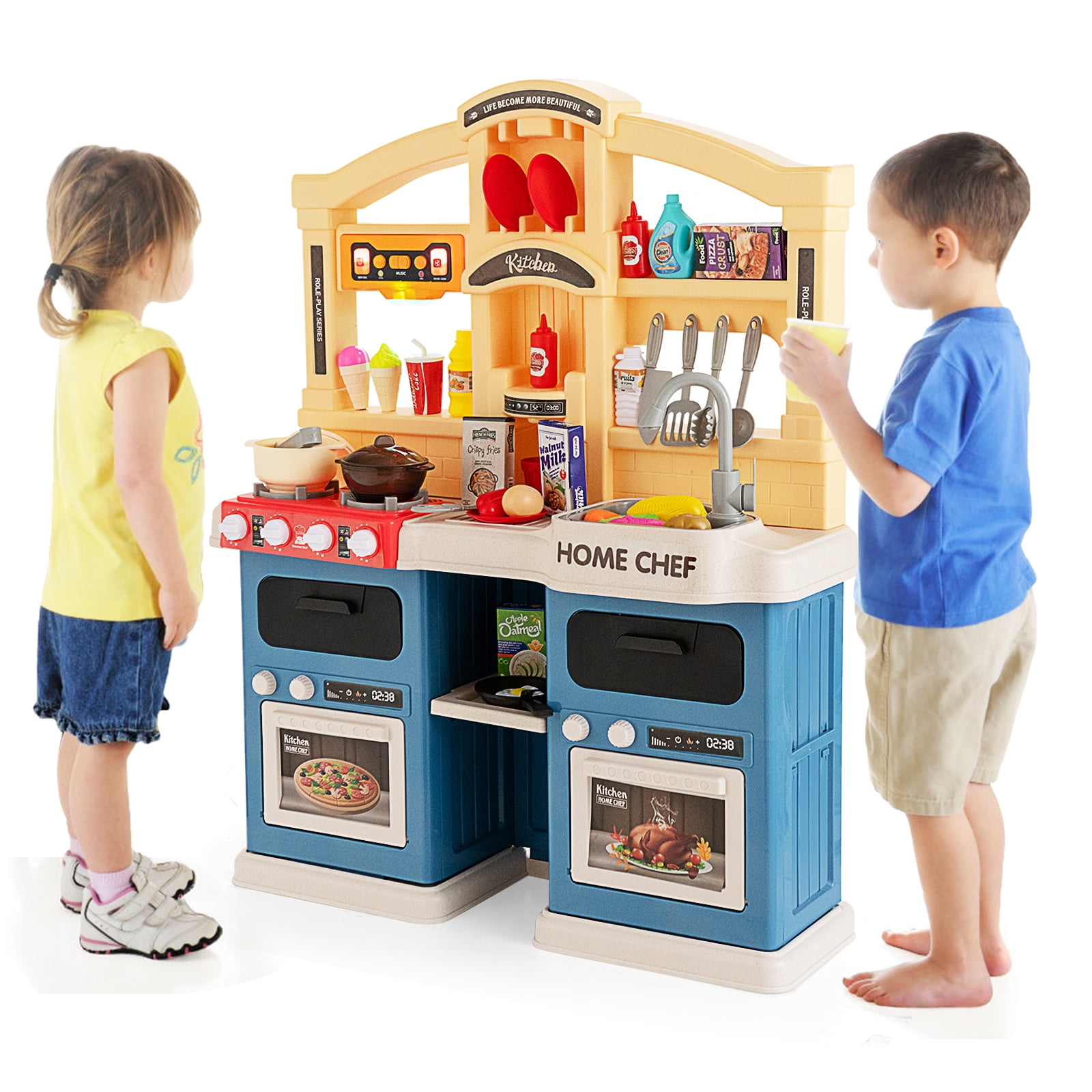 Infans Kids Play Kitchen Set 69PC Kitchen Playset Toys W/ Realistic ...