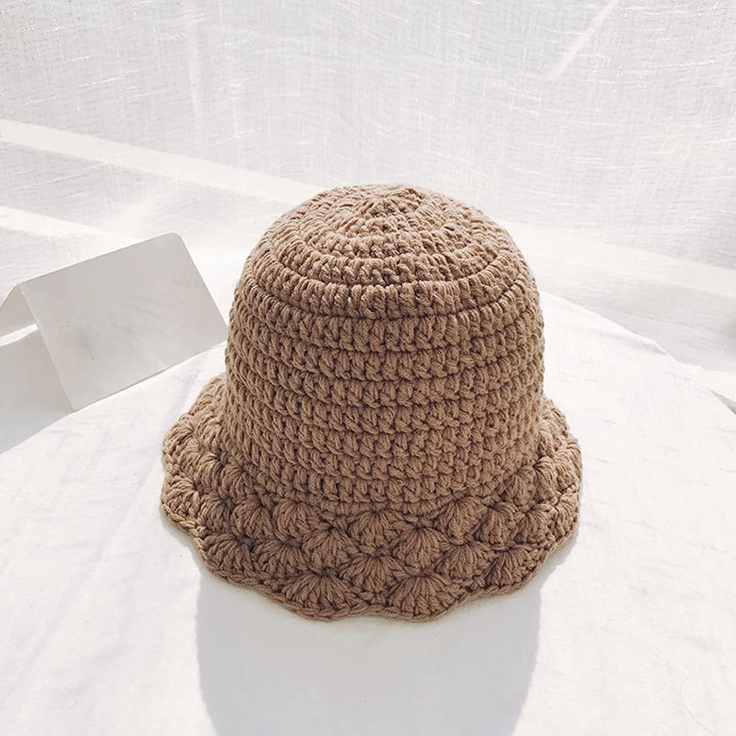 CoCopeaunts Plain Bucket Hat for Women Winter Knitted Unisex Warm Bonnet Cap Trendy Oversized Comfort Ladies Bucket Cap Packable