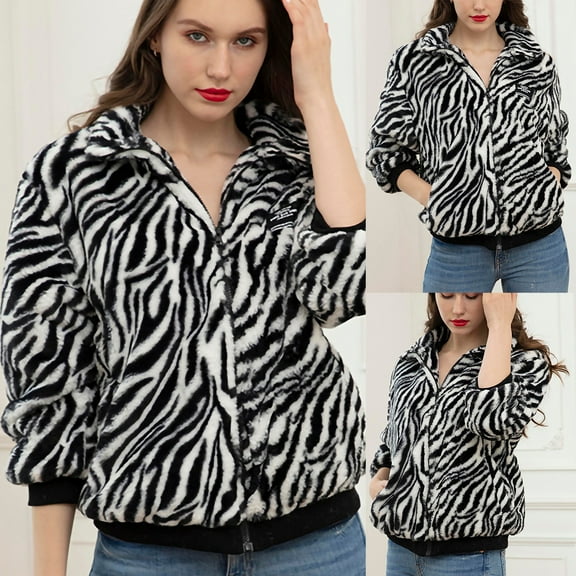 Tejiojio Clearance Jackets Womens Coat Warm Artificial Plush Coat Winter Jacket Fashion Outerwear