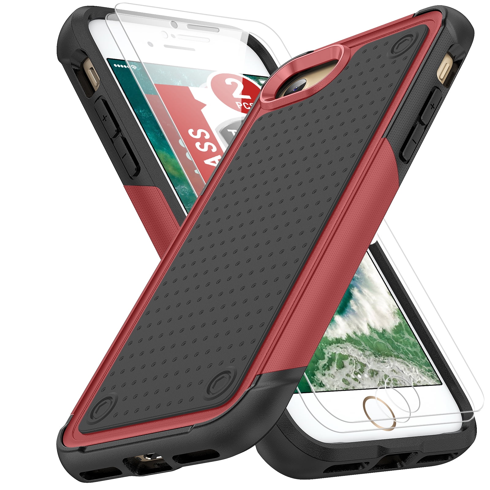 LeYi iPhone SE 2022/SE 2020/iPhone 7/iPhone 8 Case with [2 Pack] Screen