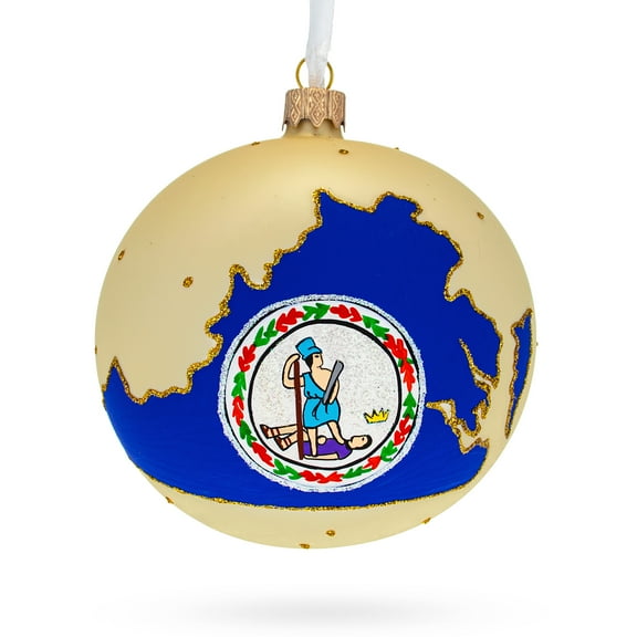 Virginia State, USA Glass Ball Christmas Ornament 4 Inches