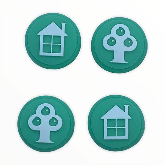 JenDore Green House & Tree 4Pcs Silicone Thumb Grip Caps for Nintendo Switch