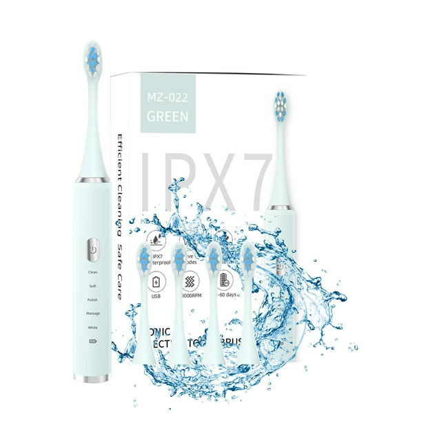 Dvkptbk Brosse à Dents Électrique Soundwave Rechargeable avec 5 Têtes de Brosse 5 Modes Rappel de Changement de Zone en 30 Secondes Autonomie de 60 Jours