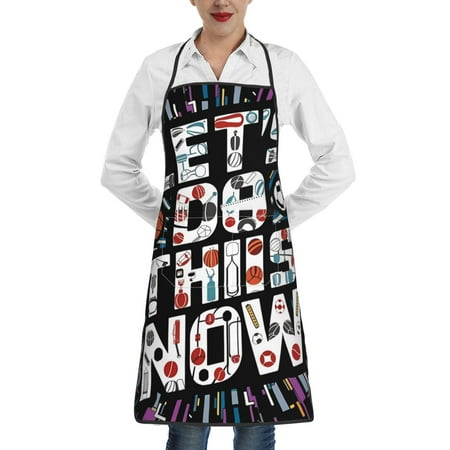 

Pofeuu Geometric Sports Energetic Burst Print Aprons with Pockets Cute Aprons for Kitchen Cooking Server Barber Chef Apron