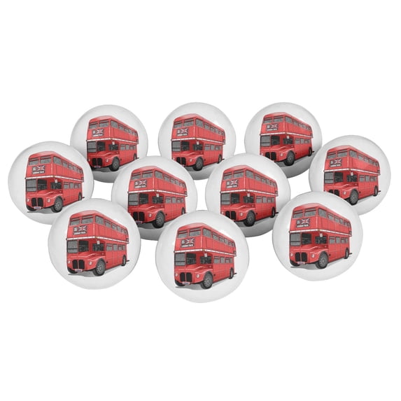 IBA Indianbeautifulart Red Double Floor Bus Transport 2.25 Inches Furniture Knobs Kids Ceramic Knobs For Cabinets Round Cupboard Pulls