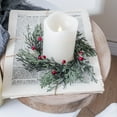 thumbnail image 4 of Luoshdecor 2 Pcs Christmas Candle Ring Wreath, Artificial Xmas Red Berry Pillar Candle Holder Wreaths for Christmas Party Home Table Centerpieces Decor 7.9 in, 4 of 6