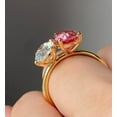 thumbnail image 3 of Jewelerix Unique Two-Stone Oval Shape Wedding Ring, Elegant Pink Pear Gemstone Bridal Jewelry 10K Yellow Gold Vermeil Engagement Toi Et Moi Ring, 3 of 5