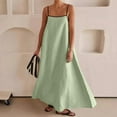 thumbnail image 2 of Vestido largo de mujer con tirantes finos y ribetes en contraste - Vestido largo sin mangas de verano para vacaciones, viajes y playa, 2 of 6