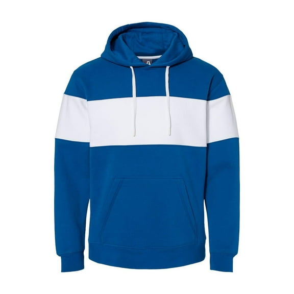 J. America - Varsity Fleece Colorblocked Hooded Sweatshirt - 8644 - Royal - Size: M