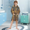thumbnail image 5 of FORMRS Niños Bathrobe Unisex Hooded Robe Soft Plush Pajamas Sleepwear, Size 2-3T, Orange Geometric, 5 of 7