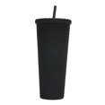 thumbnail image 7 of YAHHU 24oz Double-Walled Studded Tumbler with Lid and Straw, Reusable Matte Plastic Travel Cup for Iced Coffee Water Tea, Leakproof Large Capacity Cold Beverage Mug, Black, 7 of 7