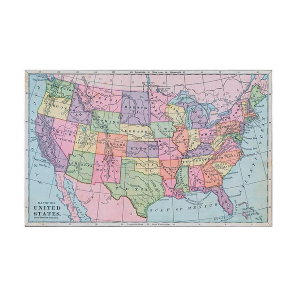 Map Of The United States Of America Print Wall Art