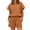 Brown, variant on Women Loungewear Set Short Sleeve Tops & Shorts 2 Piece Outfits Set with Pockets