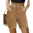 thumbnail image 1 of Pantalones cortos Luvamia Jean para mujer, sin cordones, talle medio, marrón caramelo, 1 of 8