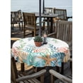 thumbnail image 2 of Outdoor Tablecloth with Umbrella Hole for Patio/Picnic/Party/Camping, Marine Life Waterproof Table Cloth Round Cover Washable, Nautical Underwater Coral Shell Starfish Watercolor (Dia 60"), 2 of 8