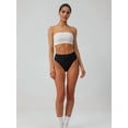thumbnail image 6 of Women'S Large Size Cotton Half-Cover Hip High Waist Solid Color High Slit Briefs Black S, 6 of 9