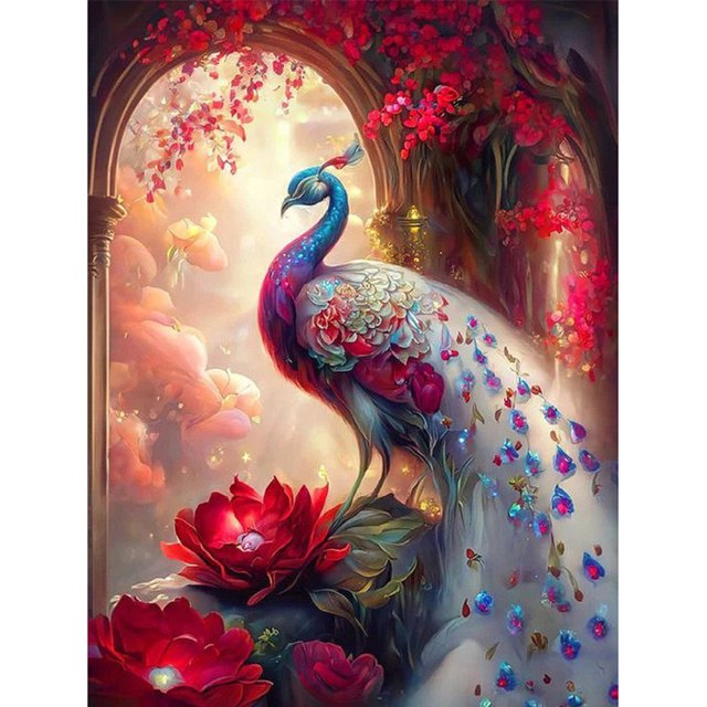Pintura 5D bricolaje taladro cuadrado completo diamantes pavo real Kit decoración del hogar arte artesanal FLhrweasw Nuevo