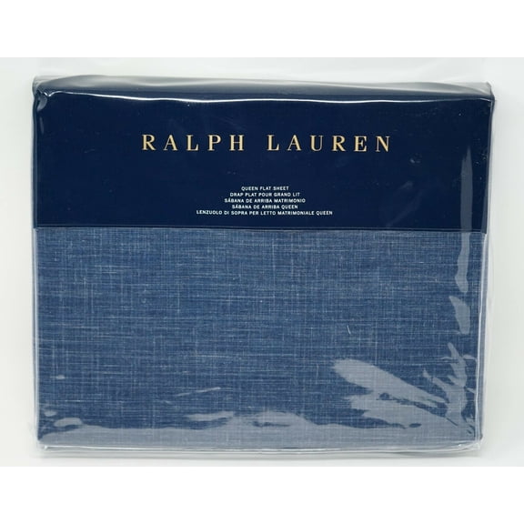 Ralph Lauren Artisan Loft Laight 100% Cotton Flat Sheet - QUEEN - Dark Blue