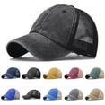 thumbnail image 3 of Men Trucker Hat Washed Cotton Mesh Back Baseball Cap Adjustable Solid Dad Hats, 3 of 11