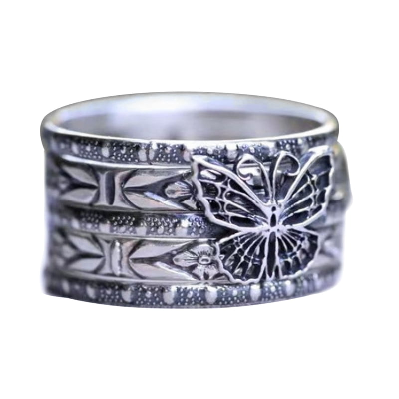 4 Pcs/Set Antique Silver Color Geometric Flower Bow Midi Finger Rings