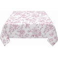 thumbnail image 3 of Pink Floral Tablecloth Square 60 x 60 Inch Light Pink Chinoiserie Floral Table Cloth Polyester Fabric Vintage Spring Summer Flowers Farmhouse Table Cover for Home Kitchen Party Picnic Outdoor Decor, 3 of 6