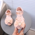 thumbnail image 3 of Girl's Sandals Toddler Kids Mary Jane Flat Shoes Peep Toe Glitter Rhinestone Bowtie Summer Cute Princess Dress Shoes Pink 10 Toddler, 3 of 5