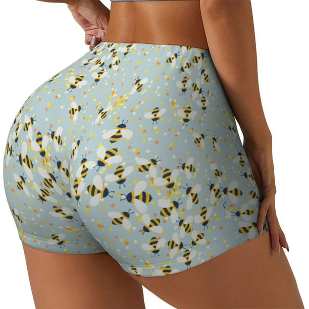 Fotbe Bees Shorts Sin Costuras – Shorts Deportivos de Cintura Alta para Mujer, Elásticos para Gimnasio, Yoga, Running o Ciclismo-Small