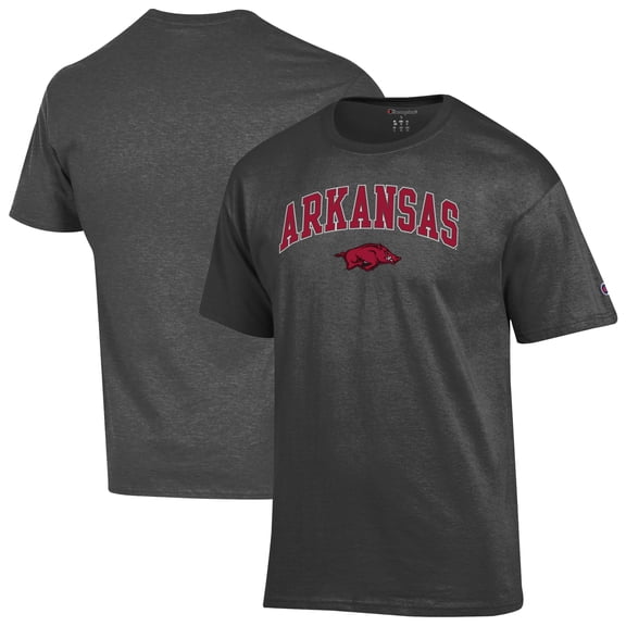 Men's-Champion Charcoal Arkansas Razorbacks Arched Logo T-Shirt