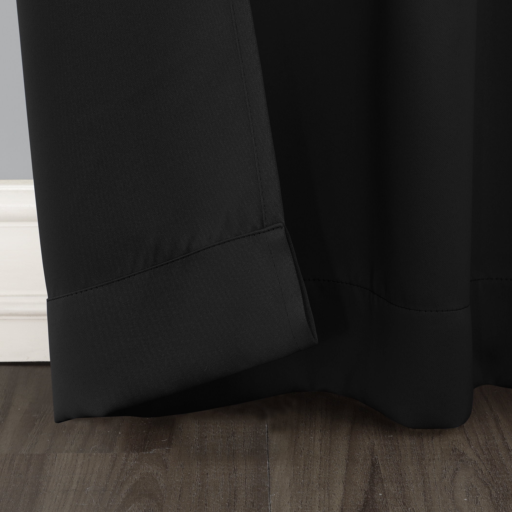 Sun Zero Nolan Energy Efficient Blackout Grommet Single Curtain Panel, 40" X 120", Black