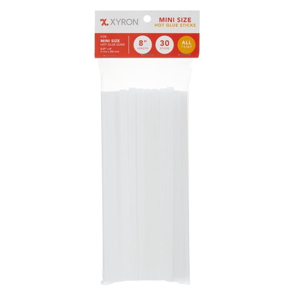 Xyron Mini Size Hot Glue Sticks, 8", 30 Pack