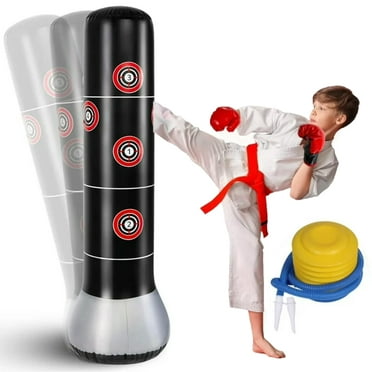 Hinzonek Kids Inflatable Punching Bag ,63" Inflatable Kid Boxing Bag,Children Sports Toy Free Standing Bounce Back Tumbler for Sparring Boxing Bag Suitable for Karate Kickboxing,Gift for Boys