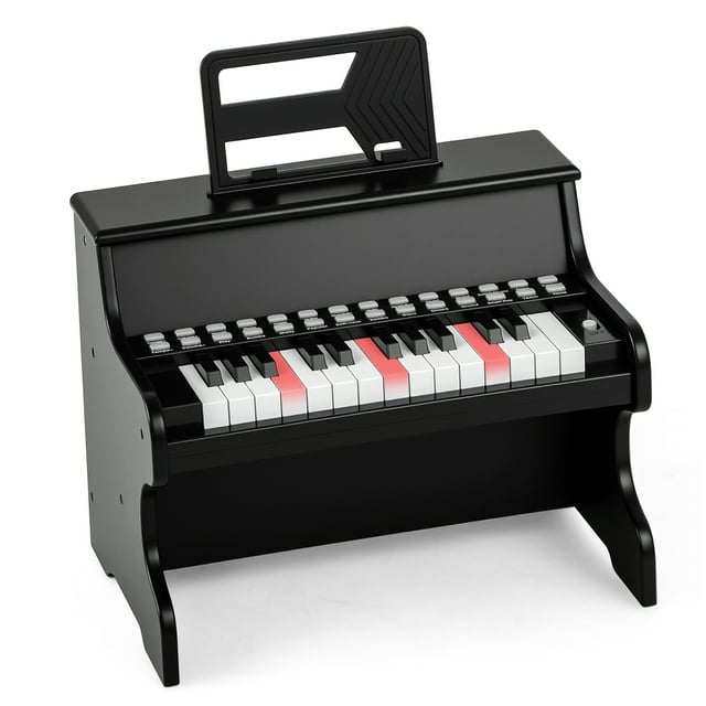 Gymax 25 Keys Digital Piano w/Music Stand Teaching Mode Lighted Keys 6 Instruments Black