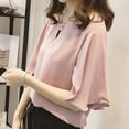 thumbnail image 5 of YUEHAO Women Work Office Short-sleeve Solid Color Casual Chiffon Plus Shirt Top Shirts For Women Pink, 5 of 5