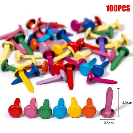 

RuiKe 100 Pcs Gold Tone Color Mini Metal Round Brads Craft DIY Paper Fasteners Scrapbooking Decoration Embellishment