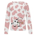 thumbnail image 4 of CEHVOM Womens Shirts Round-Neck Print Long Sleeve Tops Printed Regular Blouse Clearance, 4 of 5
