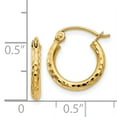 thumbnail image 4 of 14k Diamond-cut 2mm Round Tube Hoop Earrings 14k Yellow Gold Earrings, 4 of 4