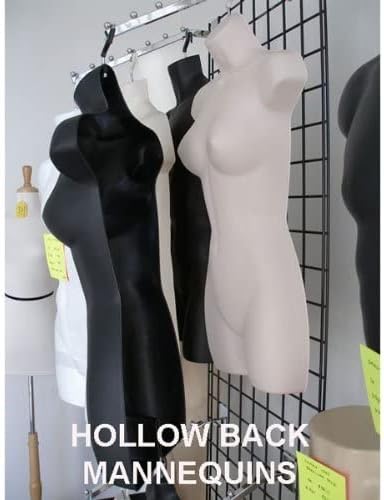 DisplayTown Female Mannequin Torso Hip Long Hollow Back Hanging BodyDress Form with Hanging Hook, Flesh S-M Sizes (20-Pack)