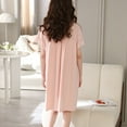 thumbnail image 2 of Defitshape Women's Cute Nightgown Soft Pjs Summer Comfy Lace Short Sleeve Spandex Lightweight Modal Cotton Sleepwear Knee Length Sleep Dress Loungewear Pink Medium, 2 of 4