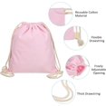 thumbnail image 4 of Cotton Drawstring Bags, Backpack Foldable Sports Gym Bags for Women Men Trip, Pink, 4 of 5