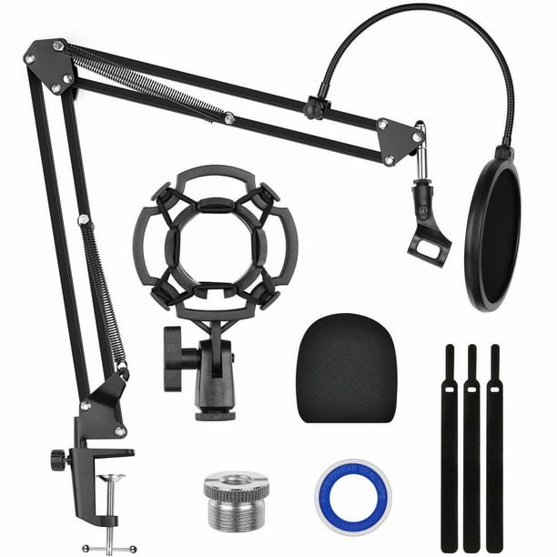 Condenser Microphone Kit Studio Pop Filter Boom Scissor Arm Stand Shock
