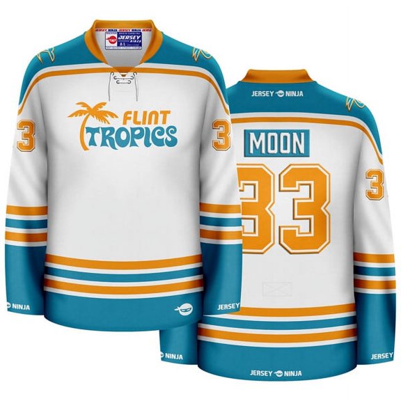Flint Tropics Jackie Moon White Hockey Jersey