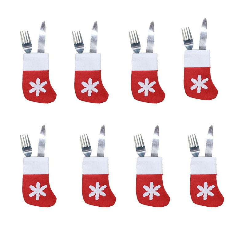 Details about   12pcs Mini Christmas Stocking Silverware Dinnerware Cover Party Decorations 