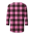 thumbnail image 3 of LYEAA Tops for Women Trendy Fall Plus Size Crew Neck 3/4 Sleeve T-shirt Fashion Checkered Tees Loose Soft Comfortable Blouse Dressy Casual Breathable Clothing XXXL, 3 of 4