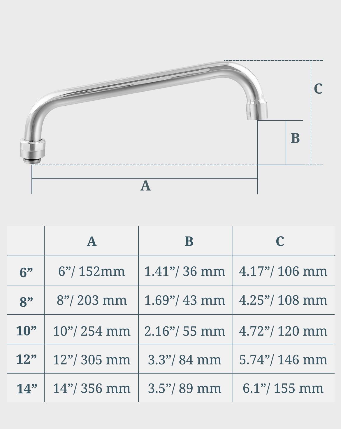Commercial Faucet Parts 8 Inch Swivel Spout Replacement Kit for Most Brands Commercial Kitchen Sink Faucet 1.8 GPM Stainless Steel Swivel Swing Add-on Nozzle for 2 or 3 Bay Compartment Sinks