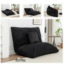 LEHZROAJ 3 in 1 Corduroy Bean Bag Chair with Pillow, Cozy Folding Sofa Bed for Adults Memory Foam Filled No Assembly for Living Room Bedroom,Black
