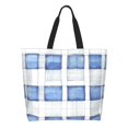 thumbnail image 3 of Large Capacity Single Shoulder Shopping Bag 19.7×15.7×5.9in Main Pocket Large To Accommodate Your Daily Needs Can Be Portable Can Be A Single Shoulder Back Doderblue Checked Hand-Drawn Sketch_2, 3 of 8
