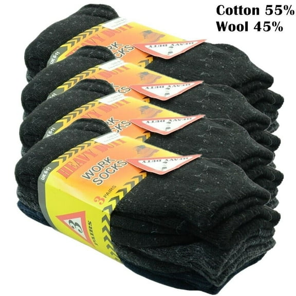 12 Pairs Mens Winter Heavy Duty Warm Thermal Wool Cotton Boots Socks Size 9-13
